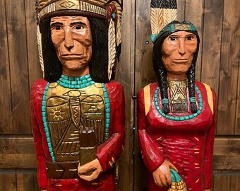 Cigar Store Indian Chief 6 Ft Wood Carving by Frank Gallagher
