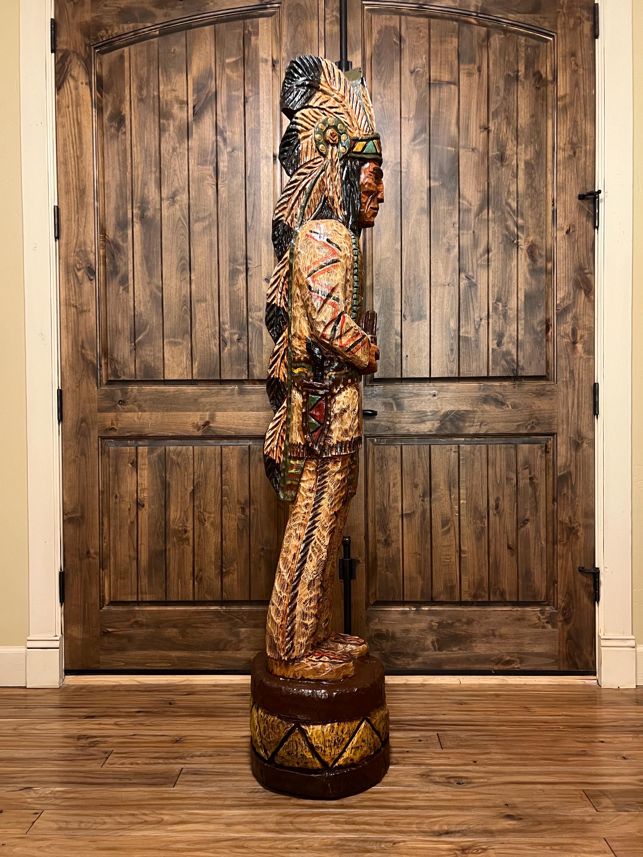 フランク・ギャラガー作ヴィンテージ 120cmシガーストア・インディアン像 Vintage Cigar Store Indian Wood Carving: 6 Ft Ralph Gallagher