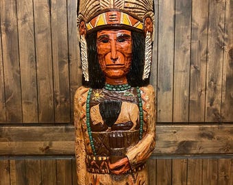 Cigar Store Indian Chief 6 Ft Wood Carving by Frank Gallagher