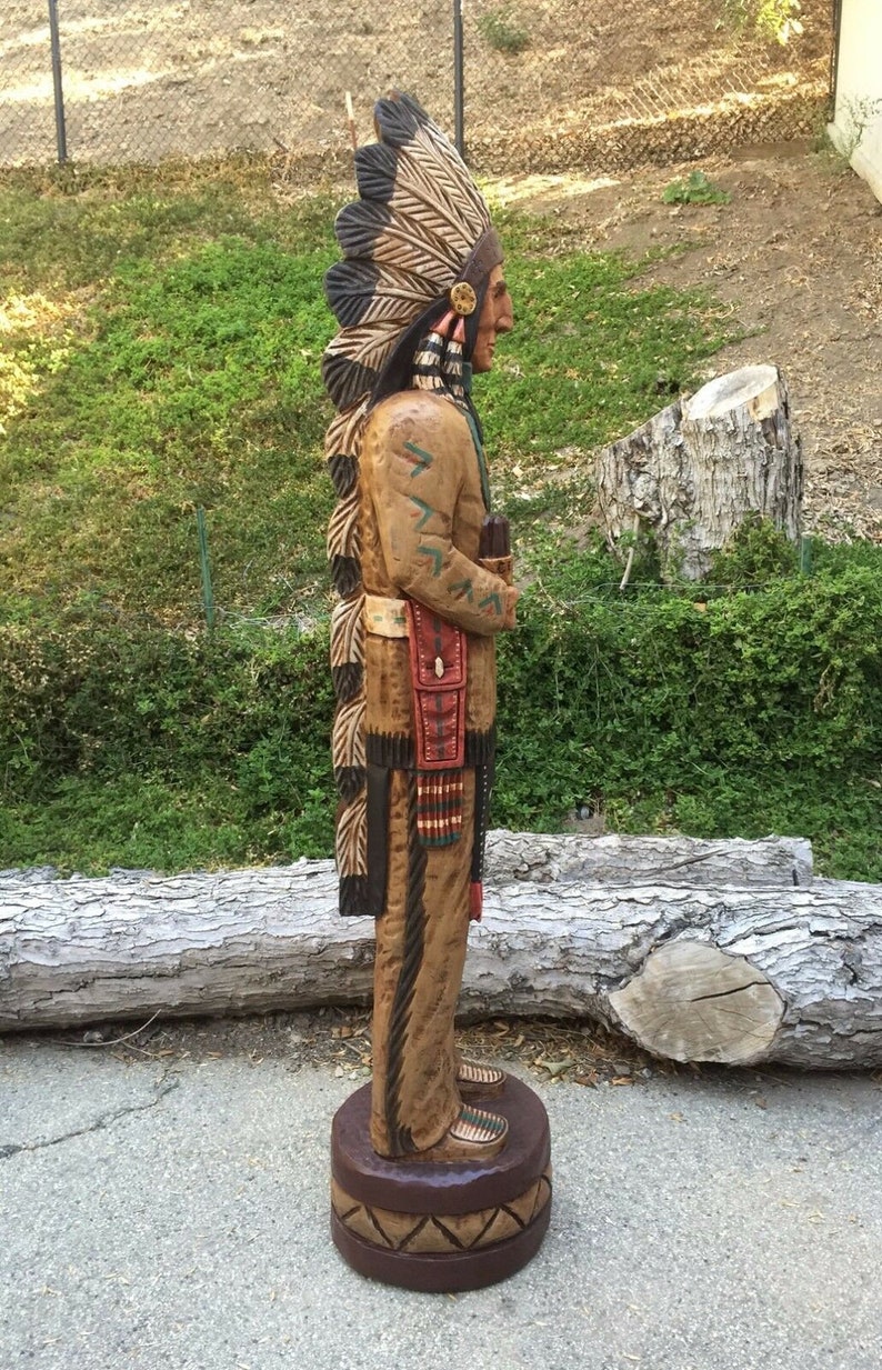 John Gallagher 5 Foot Carved Wooden Cigar Store Indian Statue Etsy