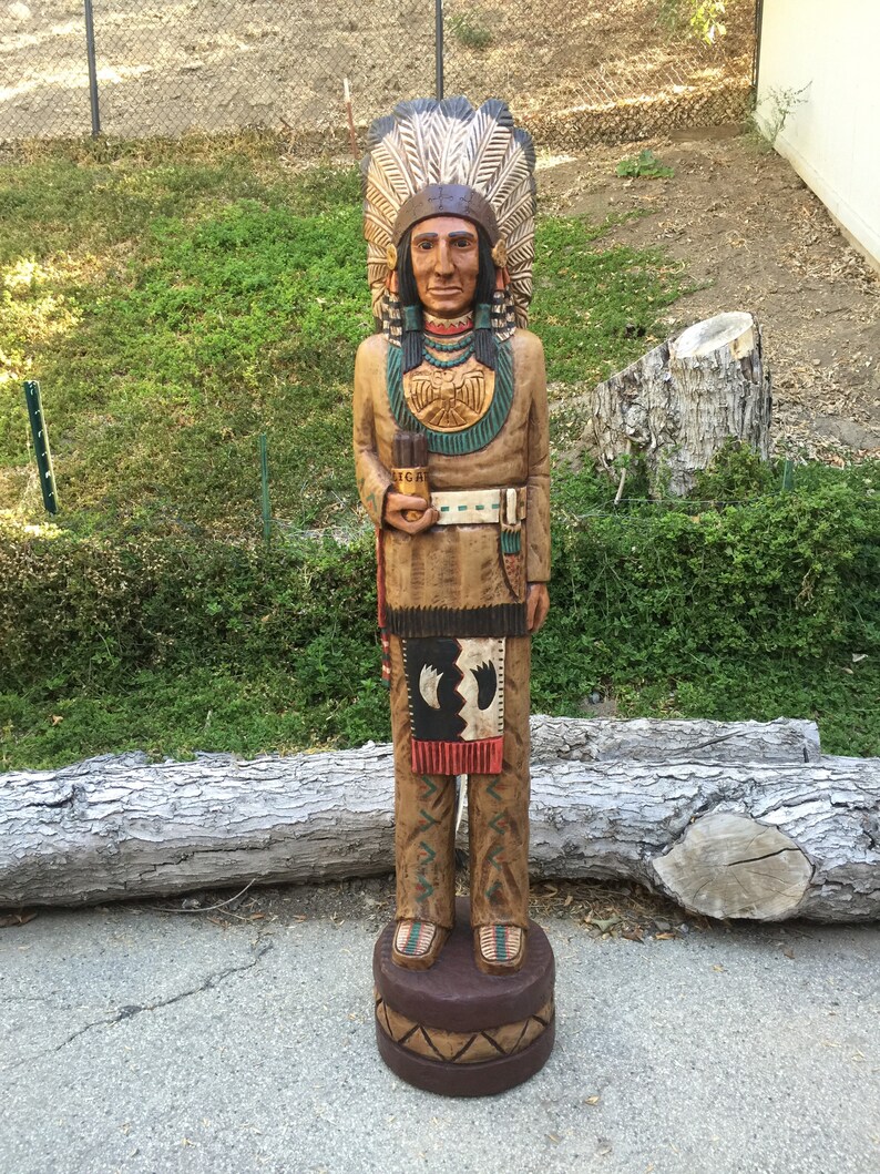 John Gallagher 5 Foot Carved Wooden Cigar Store Indian Statue Etsy