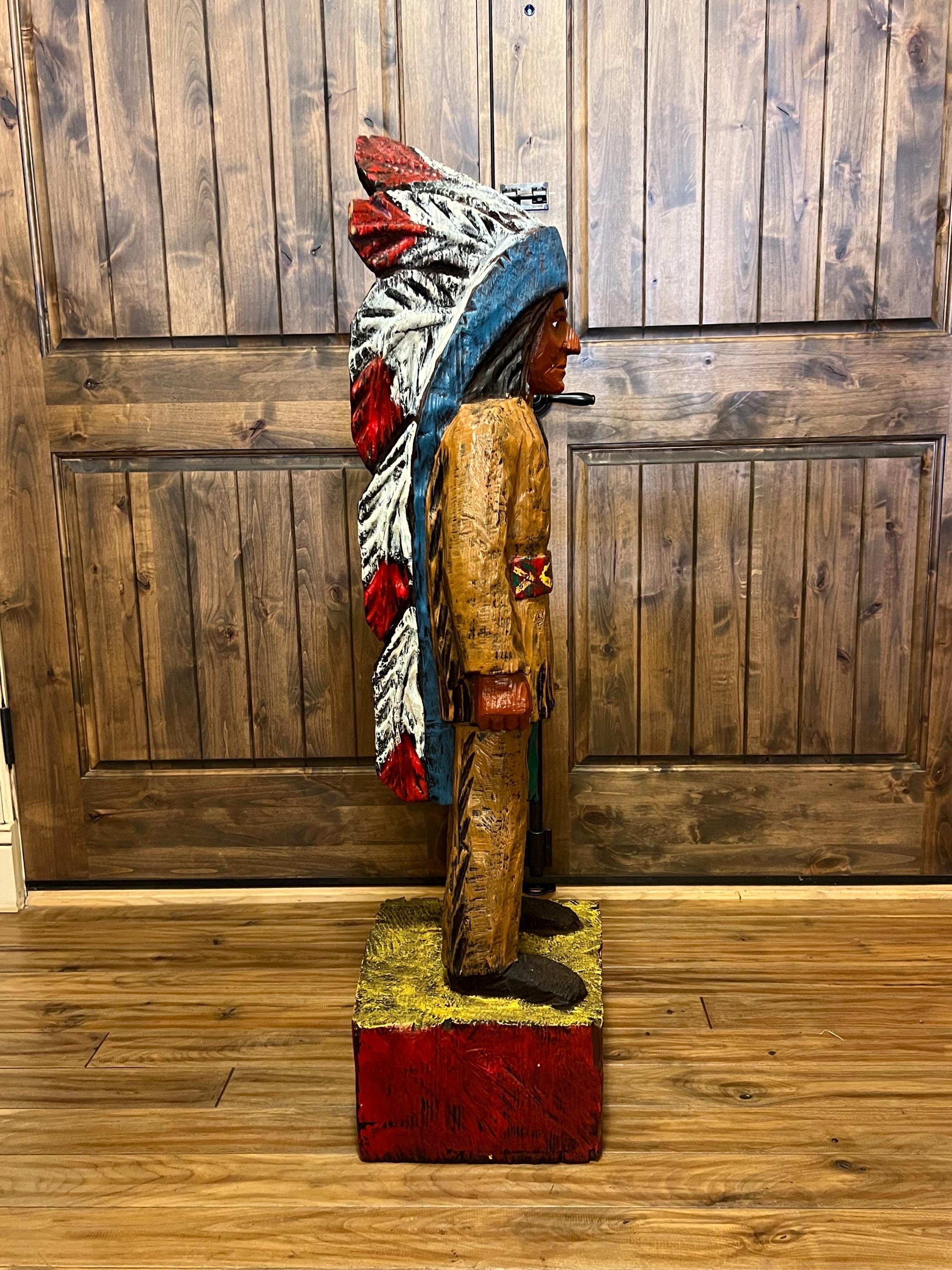 tobacco store indian for sale Cigar Store Indian Vintage 4 Ft Wood Carving by Pat Brumfield Native  American
