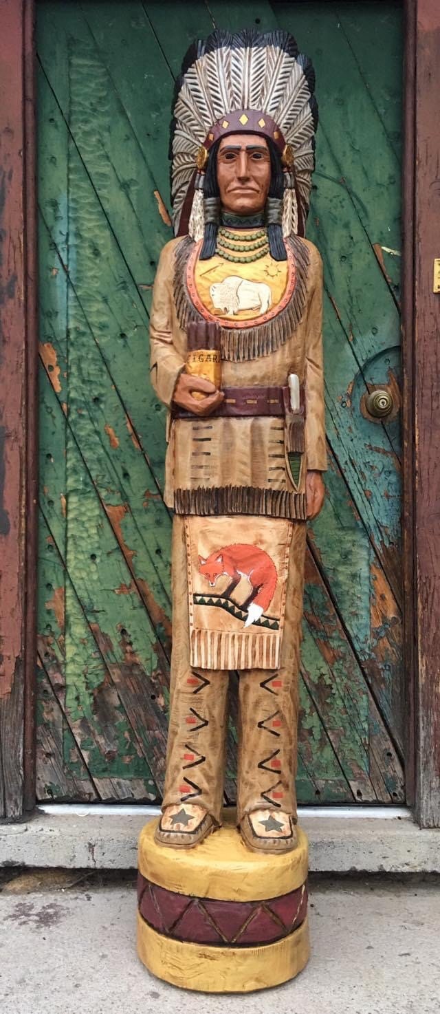 John Gallagher 4 Foot Carved Wooden Cigar Store Indian Statue Etsy