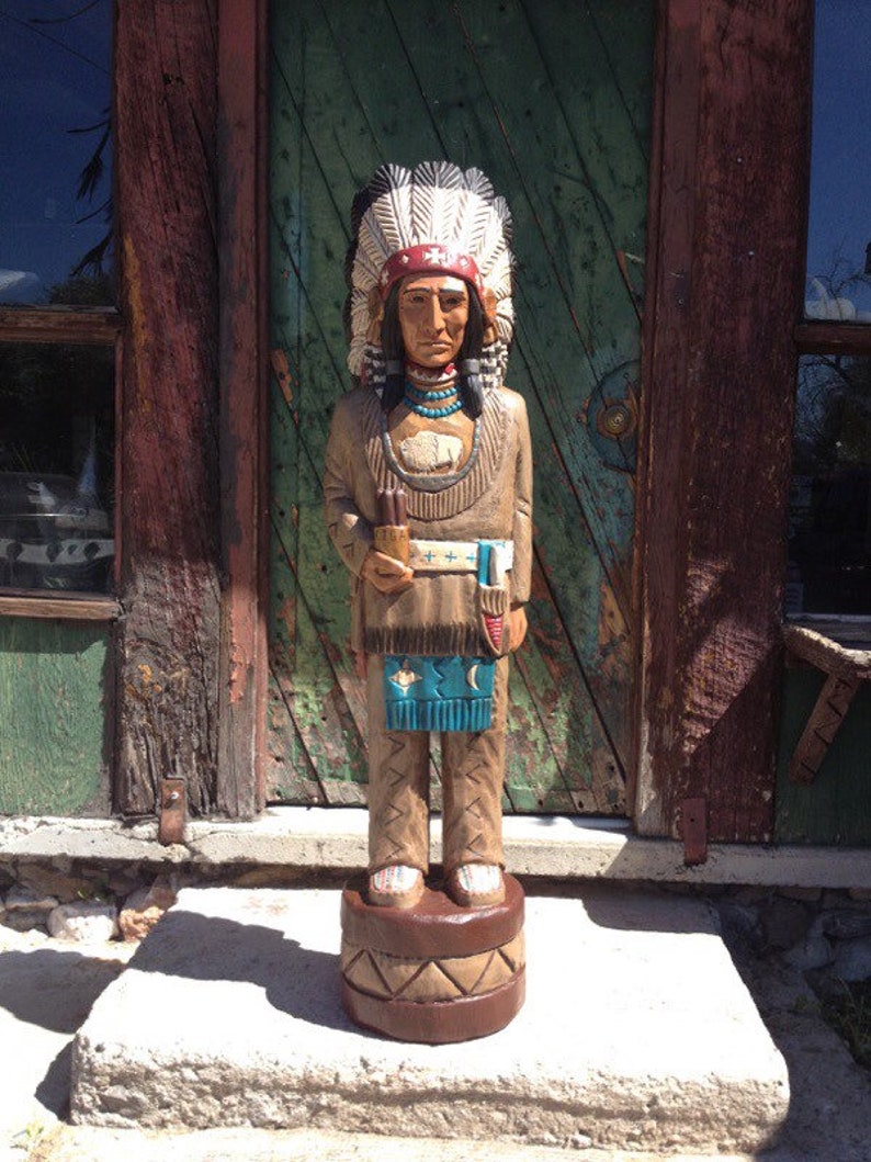 John Gallagher 4 Foot Carved Wooden Cigar Store Indian Statue Etsy