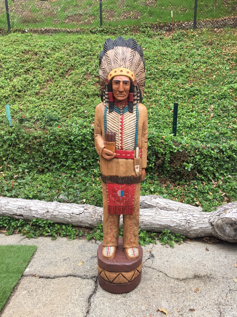 John Gallagher 6 Foot Carved Wooden Cigar Store Indian Statue Etsy