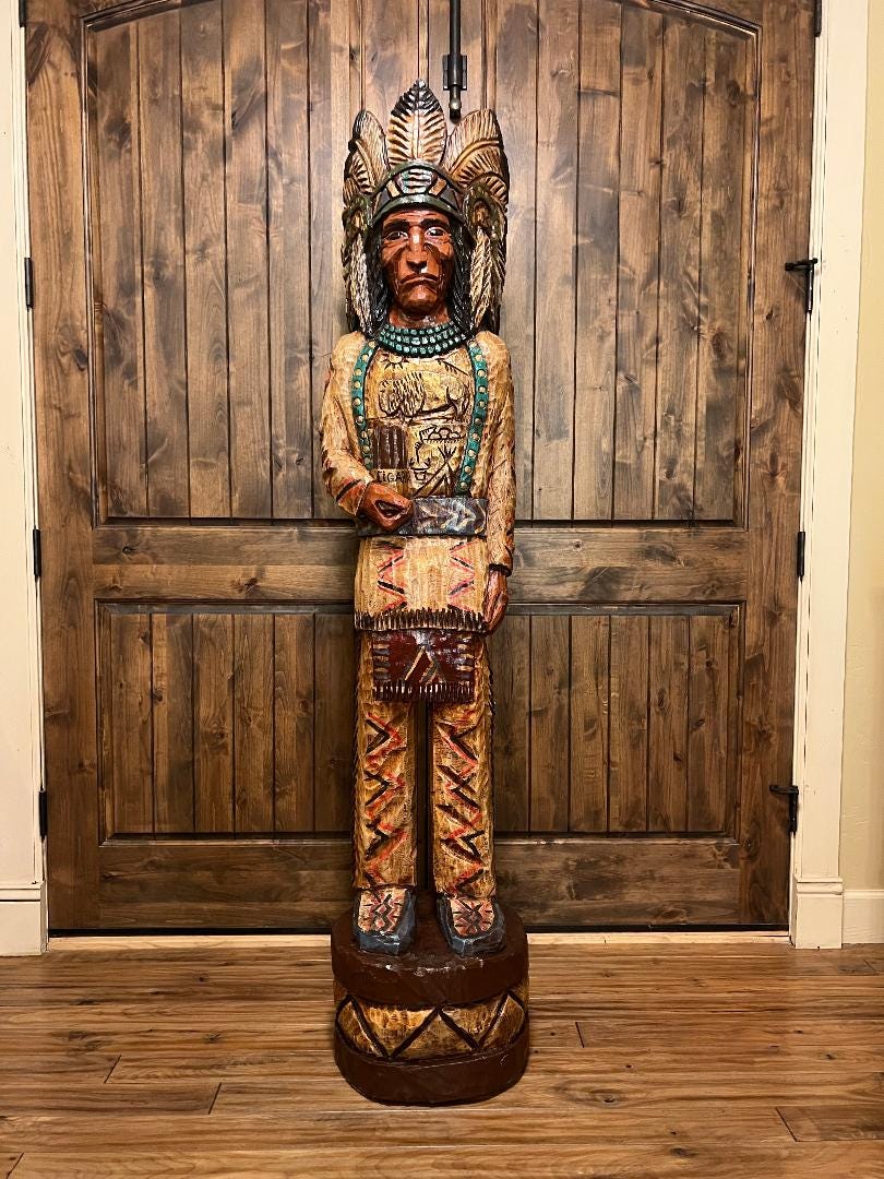 フランク・ギャラガー作ヴィンテージ 120cmシガーストア・インディアン手作り像 Vintagecigarindians - Etsy