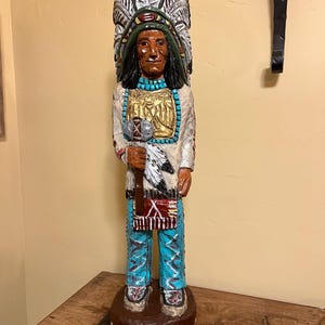 Cigar Store Indian Chief 6 Ft Wood Carving by Frank Gallagher