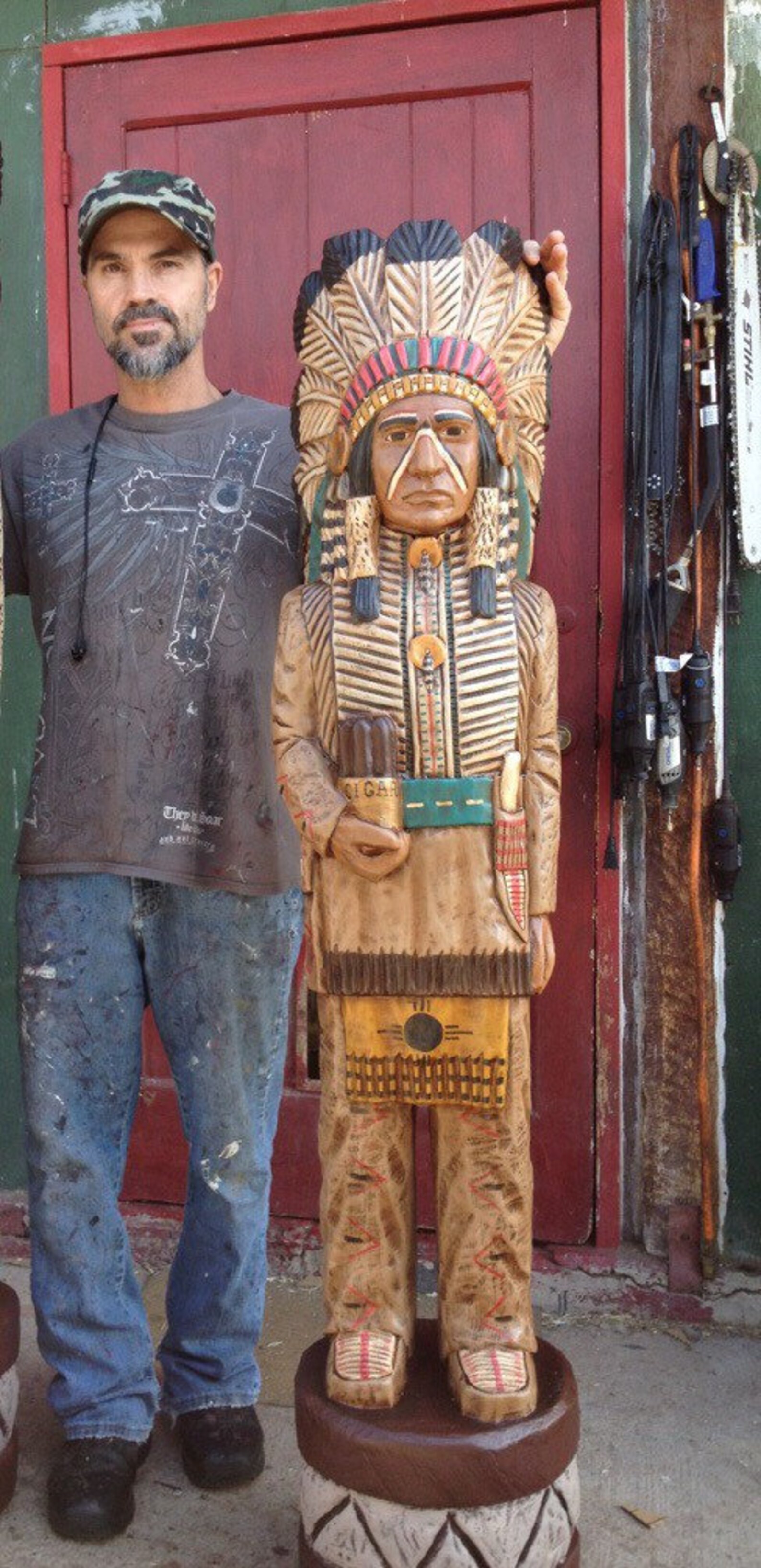 John Gallagher 5 foot Carved Wooden Cigar Store Indian Statue Etsy