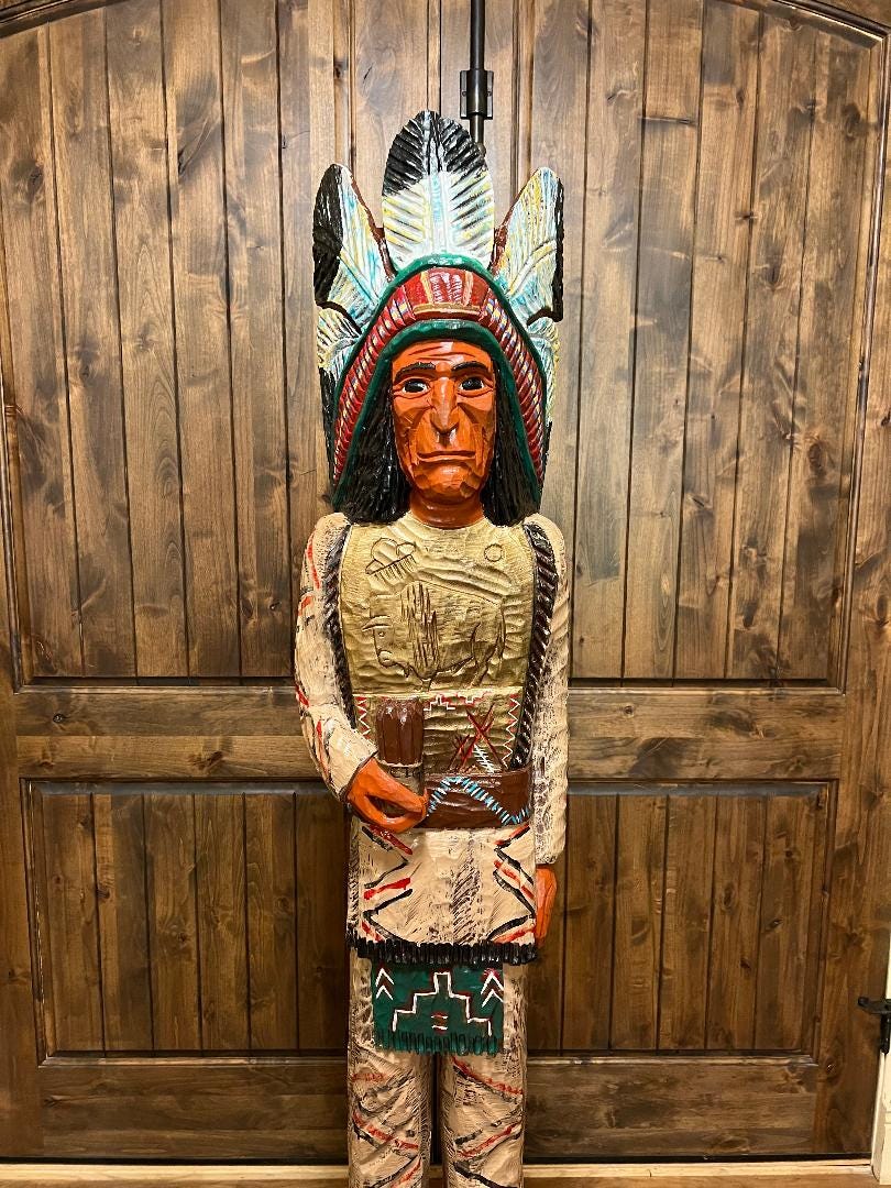 Cigar Store Indian Chief 6 Ft Wood Carving by Frank Gallagher