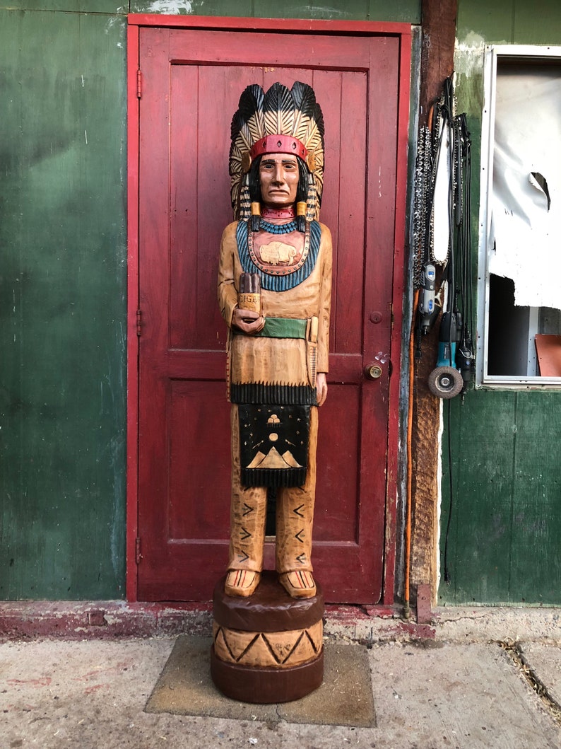 John Gallagher 5 Foot Carved Wooden Cigar Store Indian Statue Etsy