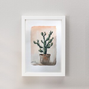 Cactus dipinto ad acquerello originale, arte vegetale, arte floreale, opera d'arte