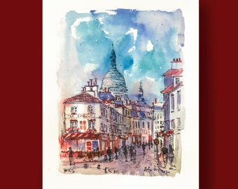 PARIS MONTMARTRE Art Print From an Original Watercolor - Etsy