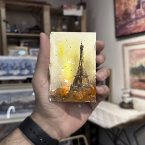Mini Paris Original Watercolor Painting, Parisian Art | Hand-Painted Eiffel Watercolor Artwork | French Architecture