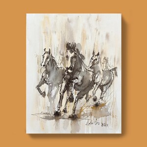 Dipinto ad acquerello di cavallo – Opera d'arte originale, arte equestre, decorazione murale di animali, arte ispirata alla natura, arte murale rustica di cavalli