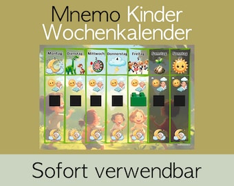 Mnemo children's weekly calendar with Velcro building block