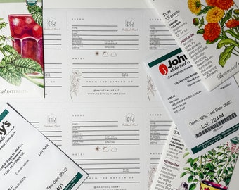 Printable seed packet labels, tags for seed packets, labels for seed envelopes digital download to print out 3.33"x4"
