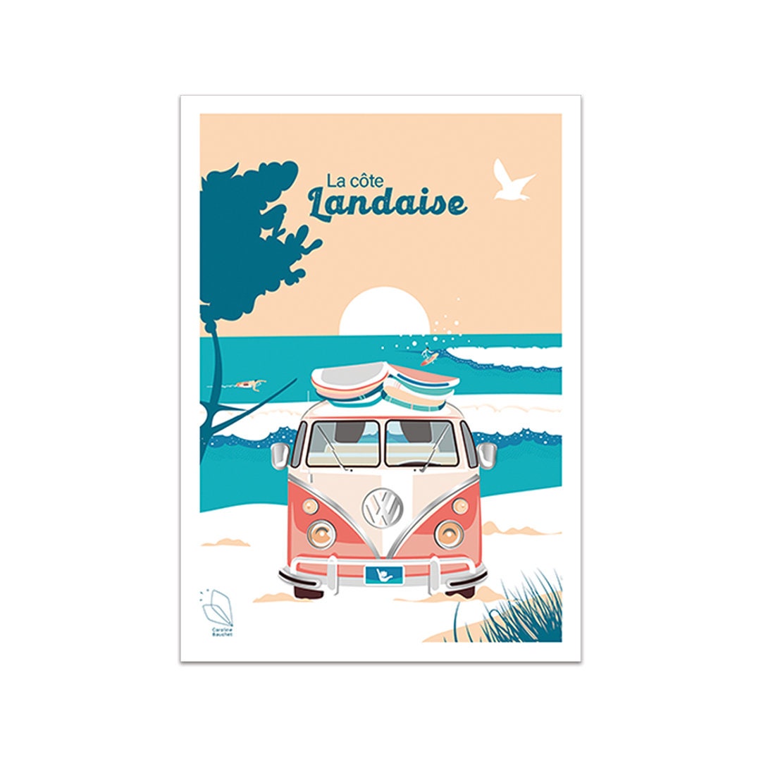 Affiche vintage La côte Landaise | Etsy