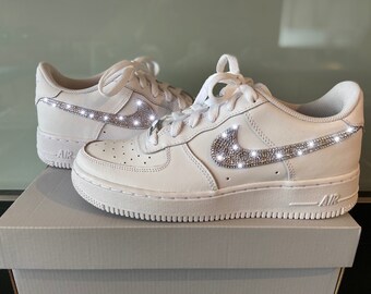 Nike Air Force weiß Strass Swarovski Glitzer Steinchen Custom
