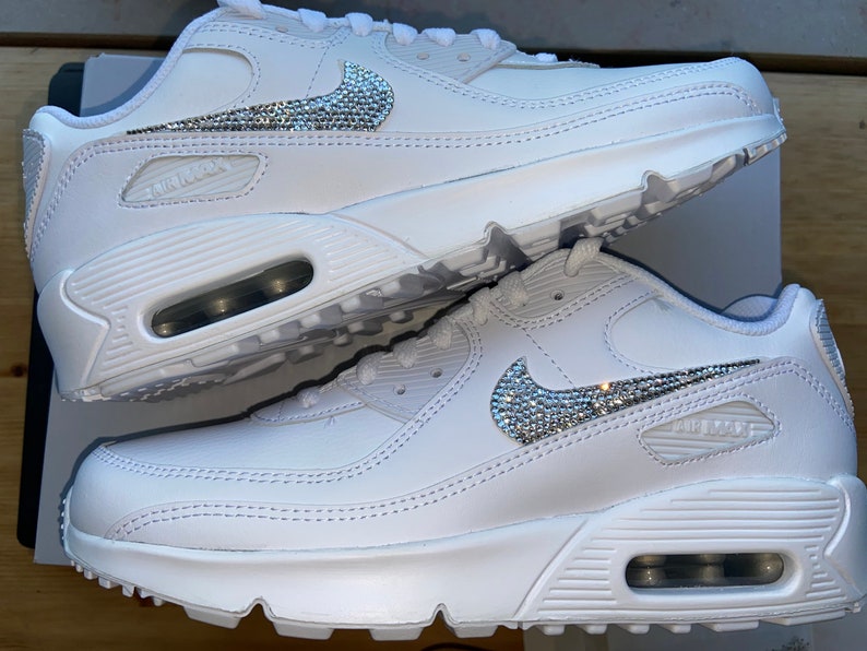 Nike Air Max 90 White Rhinestone Swarovski Custom Sneaker | Etsy