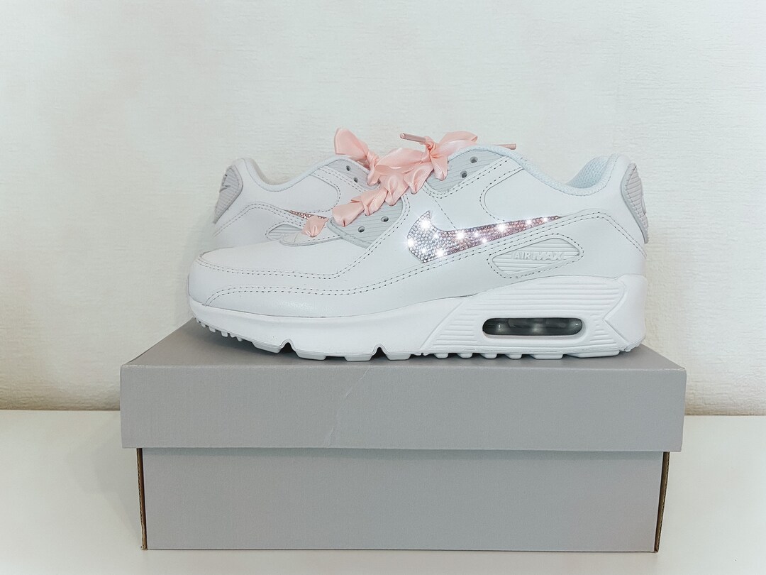 nike air max 90's in pink with swarovski silver crystals