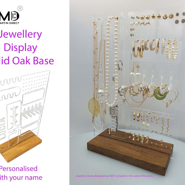 Jewellery Stand Personalised | Necklaces and earrings organiser | Clear acrylic earring organizer | Jewelry Display | Mother's Day