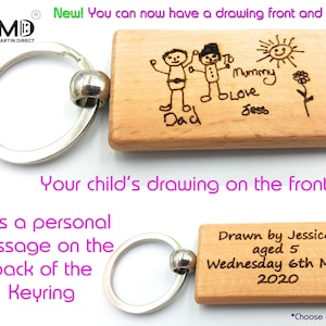 Children's Drawing Personalised Keyring - personalized handwriting  - kid drawing keychain - Parents gift mother's day father's day mum dad