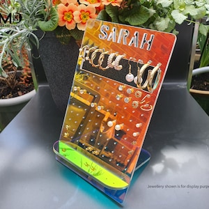 Rainbow Colour-Changing Earring Display Stand | Stud/Hoop Earring Jewellery Holder | Iridescent color Minimalist Design Gift