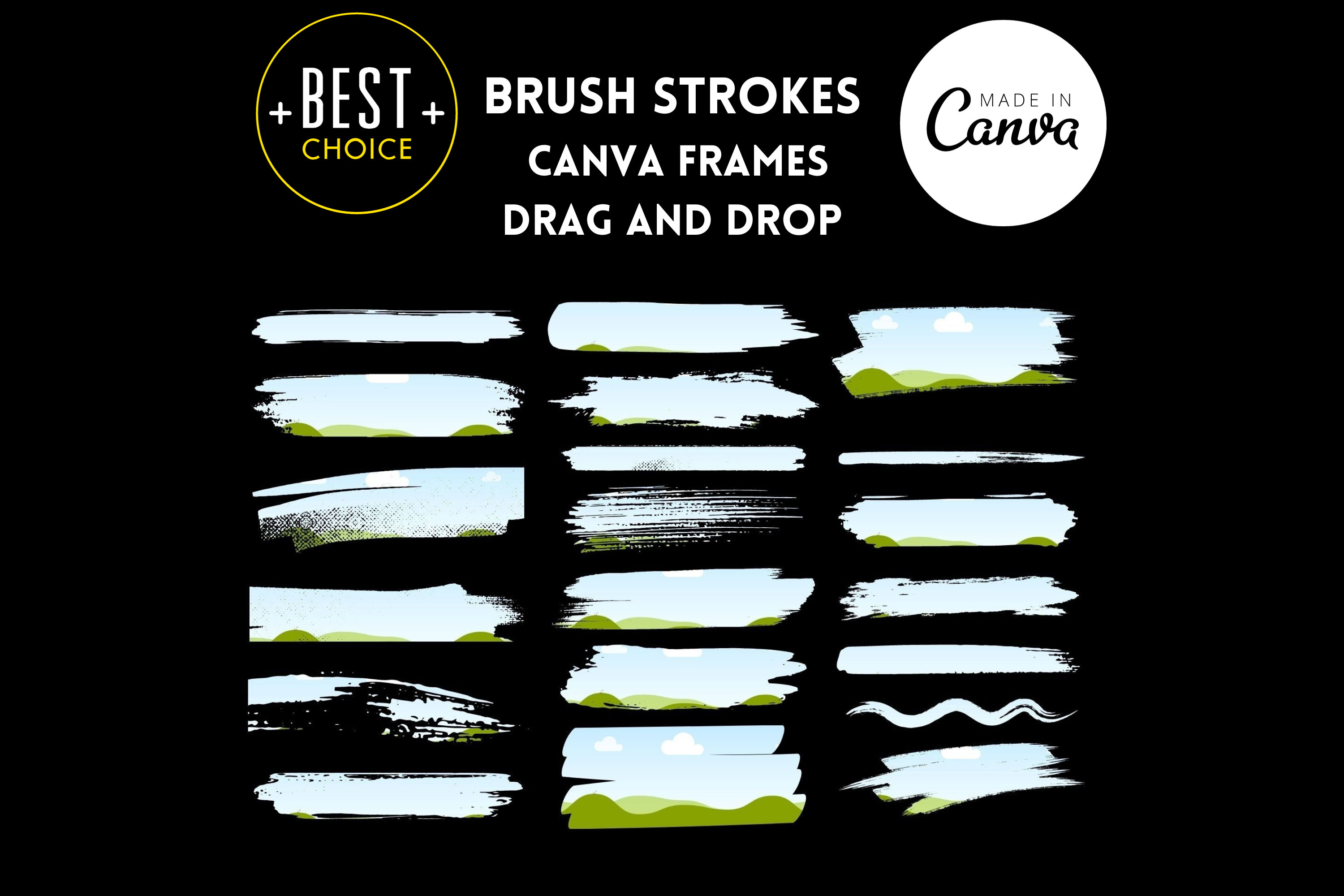 独自のCANVAフレームをブラシストロークで塗りつぶし、CANVAテンプレートをドラッグアンドドロップします - Etsy 日本