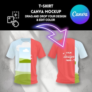 Modello CANVA per mockup di maglietta: vista anteriore e posteriore (download digitale)