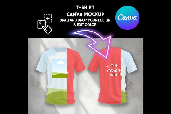 T-shirt Mockup CANVA Template: Front & Back View (Digital Download)