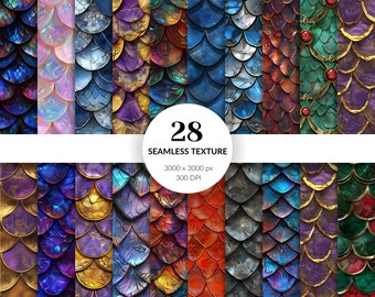 Fantasy Dragon Scales Seamless Digital Paper Pack