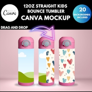 Kids Tumbler Mockup CANVA 12oz Tumbler Mockup Bundle Commercial use