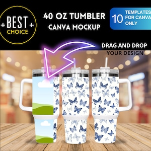 40 oz Tumbler Mockup CANVA-sjabloon, bewerkbare slepen en neerzetten