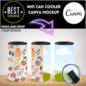 4 in 1 Can Cooler CANVA Mockup Bundle, Drag and Drop Mock Up