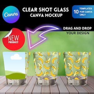 Shot Glass Mockup CANVA Tapered Glass Mockup Bundle Commercial use