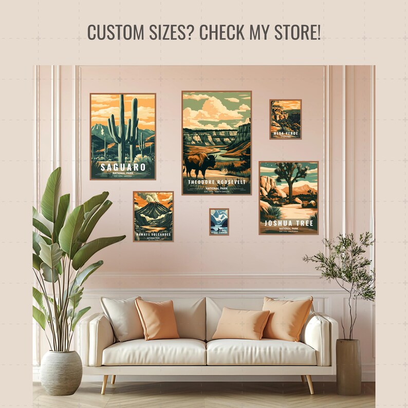 Wall Art Size Guide + Editable Canva Mockup | Printable Frame Size ...