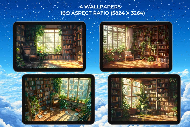 Plants and Books Wallpapers Lofi Laptop Wallpaper for Phone, Tablet