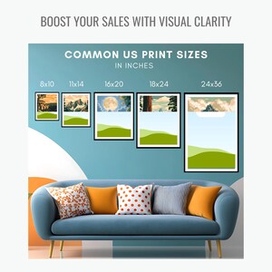 Size Visualisation Chart Editable Wall Art Size Guide, Customizable CANVA Mockup, Print Chart in ...