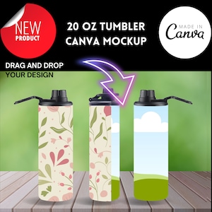 Mockup sportbeker voor CANVA 20 oz slepen en neerzetten