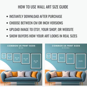 Editable Wall Art Size Guide, Customizable CANVA Mockup, Print Chart in ...