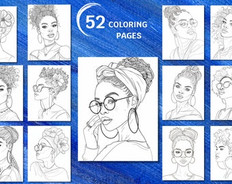 Black Women Coloring Book: 52 Fashion Girl Illustrations (PDF)