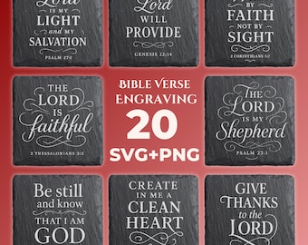 Diseños de versículos bíblicos grabados con láser, paquete de SVG y PNG cristianos (descarga digital)