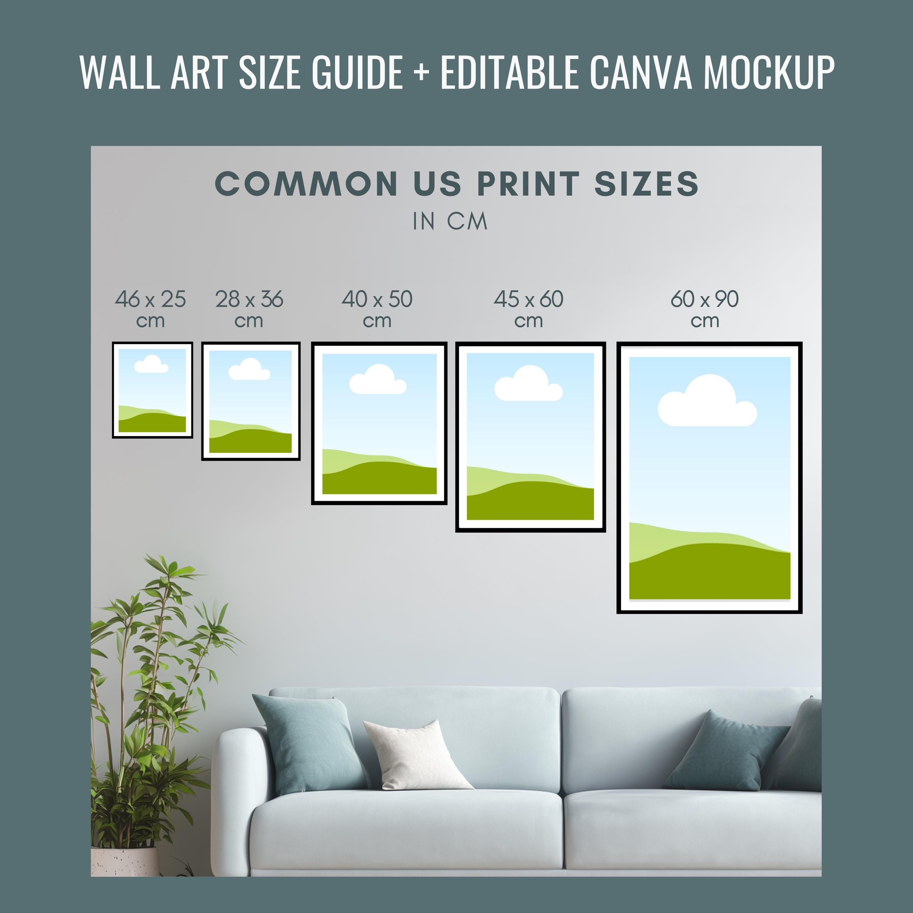 Wall Art Size Guide Mockup | Etsy Listing Canva Template (digital ...
