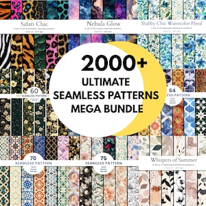 Ultimate Seamless Patterns Mega Bundle 2000+ Digital Papers & Textures Commercial use allowed Instant Download