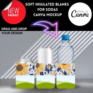 Soft Can Cooler Insulated Blank MockUp CANVA Drag and Drop Can Cooler Mockup Bundle