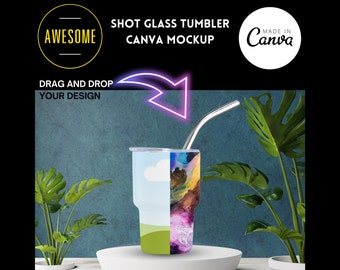Mini Tumbler Mockup, Shot Glass CANVA Drag and Drop Mock UP