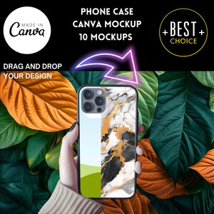 IPhone 15 Pro Case Mockup CANVA Template, Drag and Drop Mock up Bundle