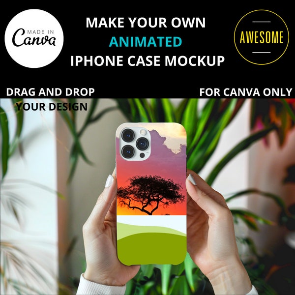 Video Mockup iPhone Case CANVA Animated Mock Up, Drag and Drop CANVA Template