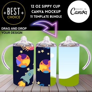 Schnabeltasse Mockup CANVA Vorlage, 320 ml Schnabeltasse Mockup Bundle