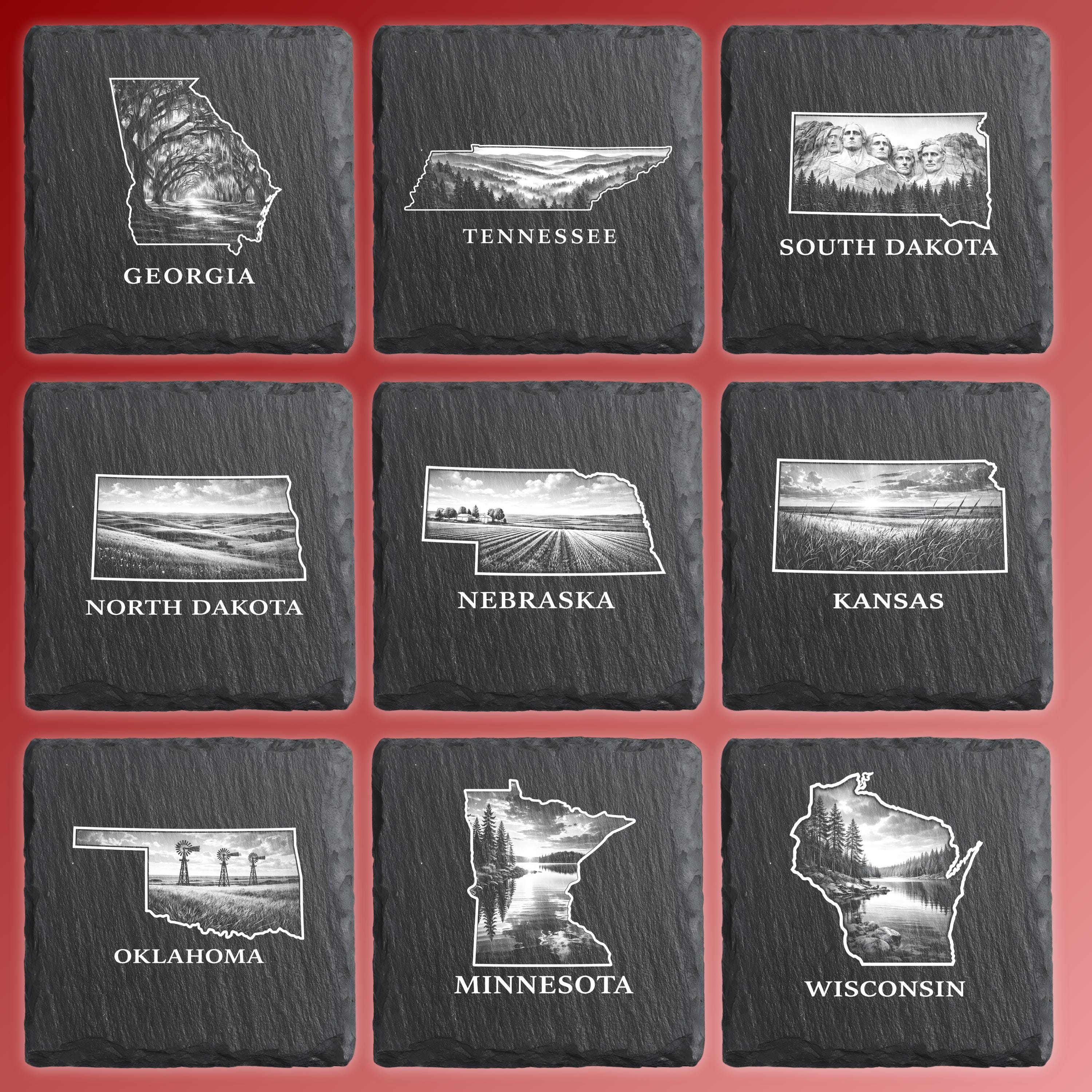 State Map With Inlay US State Engraving Files Bundle, USA Map PNG, 50 States Laser Engraving ...